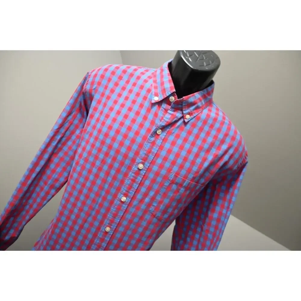J Crew Casual Plaid Dress Shirt Button Up Front Pocket Long Sleeve Mens Sz Large